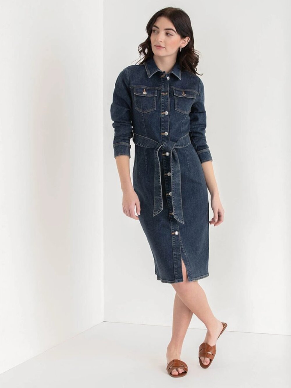 Ricki's Dark Blue Denim Button-Front Dress